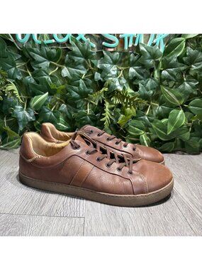 GROUNDIES Mens Universe Brown Leather Minimalist Shoes Sneakers Size 11 EU 44